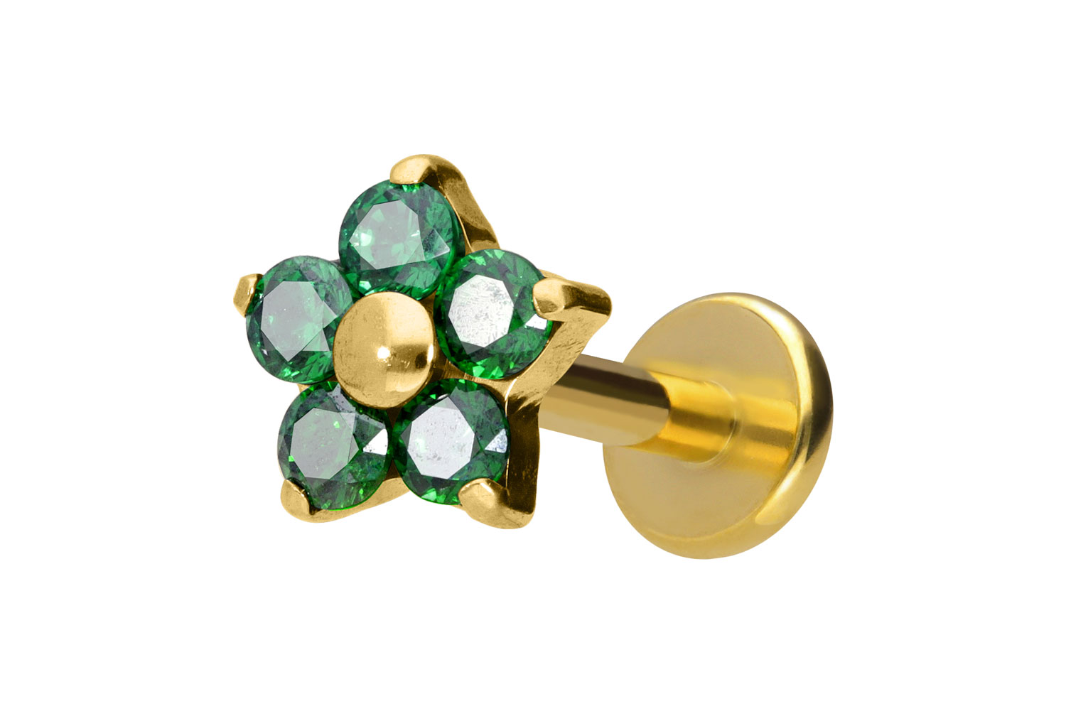 Titan Labret Piercing mit Innengewinde KRISTALLBLUME